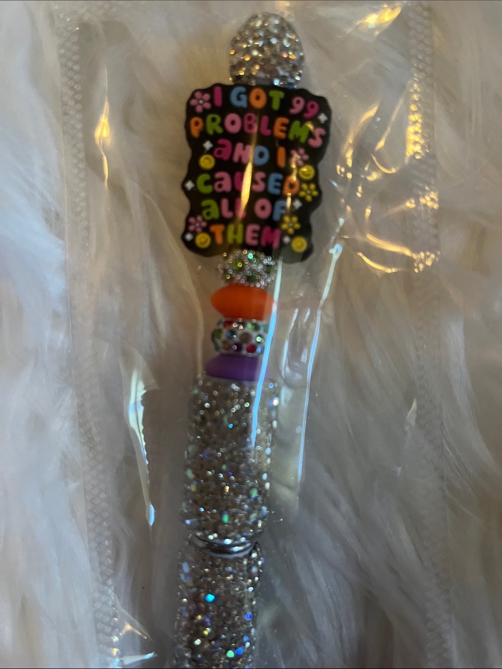 Glittery Novelty ink pen with Multicolor Beads - Home Party Supplies